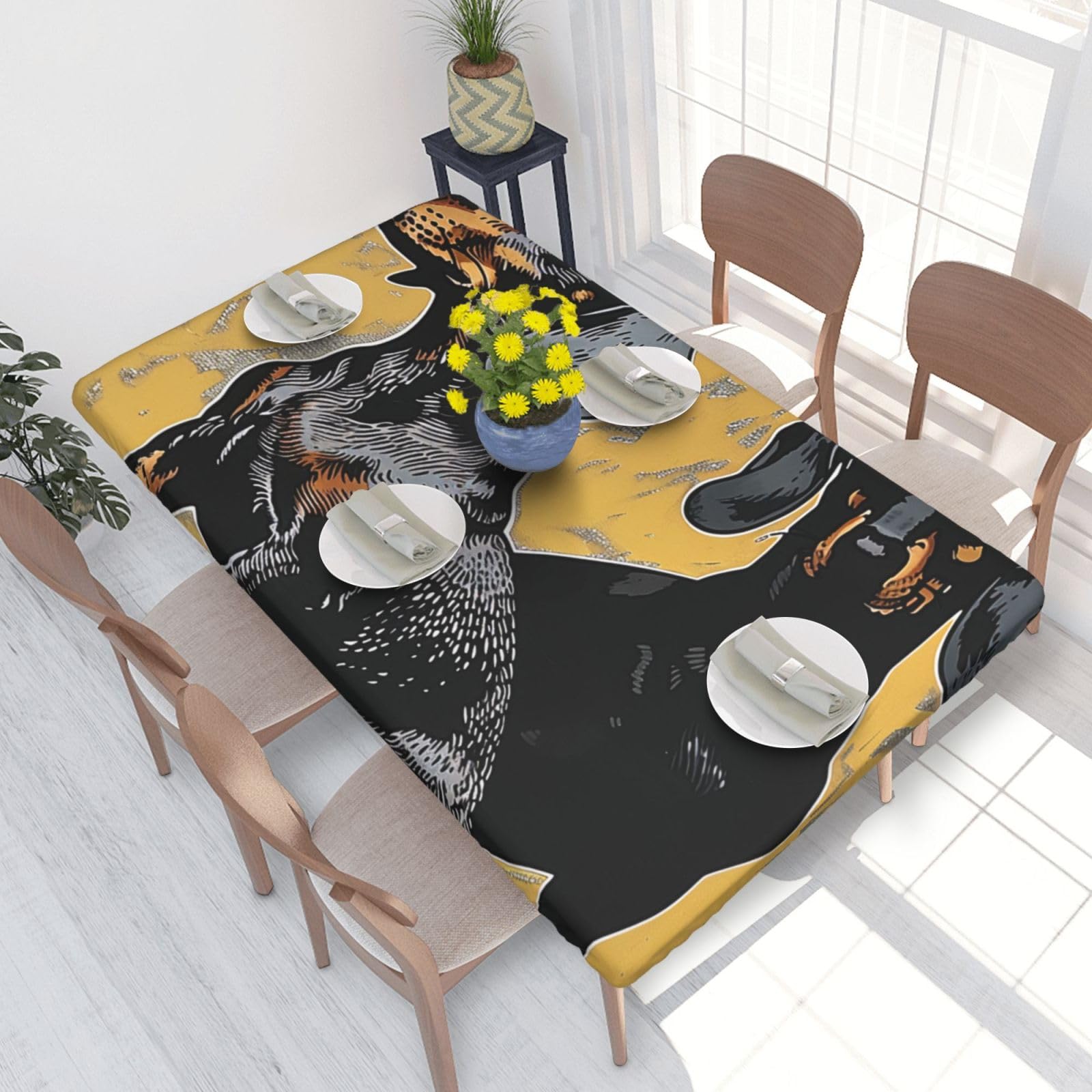 WPKJU Dachshund Printed Tablecloths 4ft Rectangular Table Covers Washable Polyester Decorative Table Cloth for Dining Table Picnic Wedding