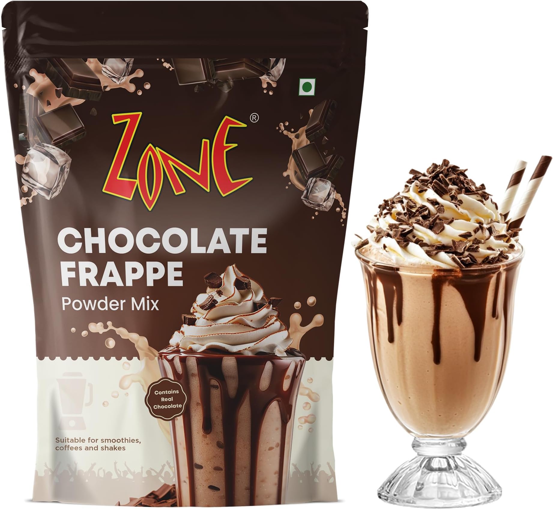 Zone Chocolate Frappe Powder | Premium Cafรฉ-Style Frappe Base for Cold Coffees, Milkshakes, Mochas, Iced Coffees & Desserts | Smooth & Creamy Instant Mix | 1kg Pack โ More Servings, Perfect For Cafรฉ Restaurants & Professional Use