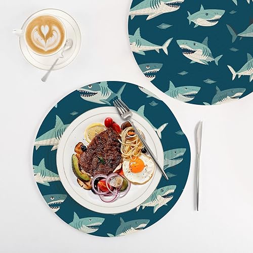 Miniatura 4 de 3 alfombrillas salvamanteles de tiburón azul para platos calientes de 15 pulgadas, tejido de hilo de algodón, almohadillas resistentes al calor para