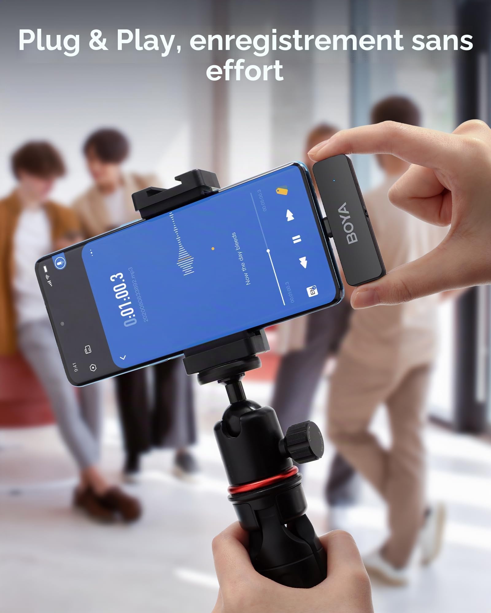BOYA BY-V4U Micro Cravate sans Fil pour iPhone 15/16, Smartphone Android, Sortie Mono 4 Canaux, Mini Micro sans Fil USB-C, 48 KHz/16 Bit, Réduction du Bruit, Microphone pour l'enregistrement Vidéo