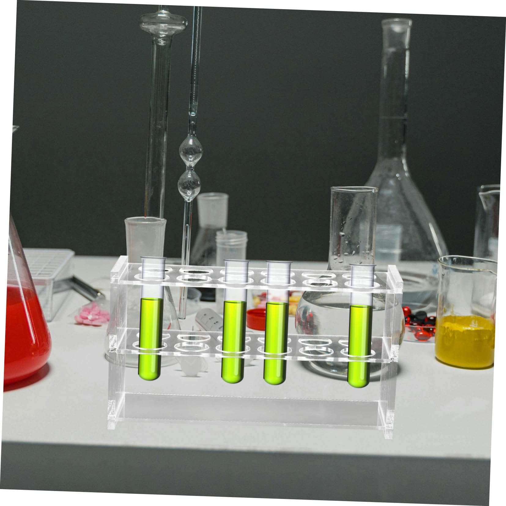 Cabilock 4 Piezas Gradilla tubo de ensayo muestra tubo transparente estanterías de laboratorio almacenamiento de tubos de ensayo estante para soporte de tubos de ensayo Acrílico