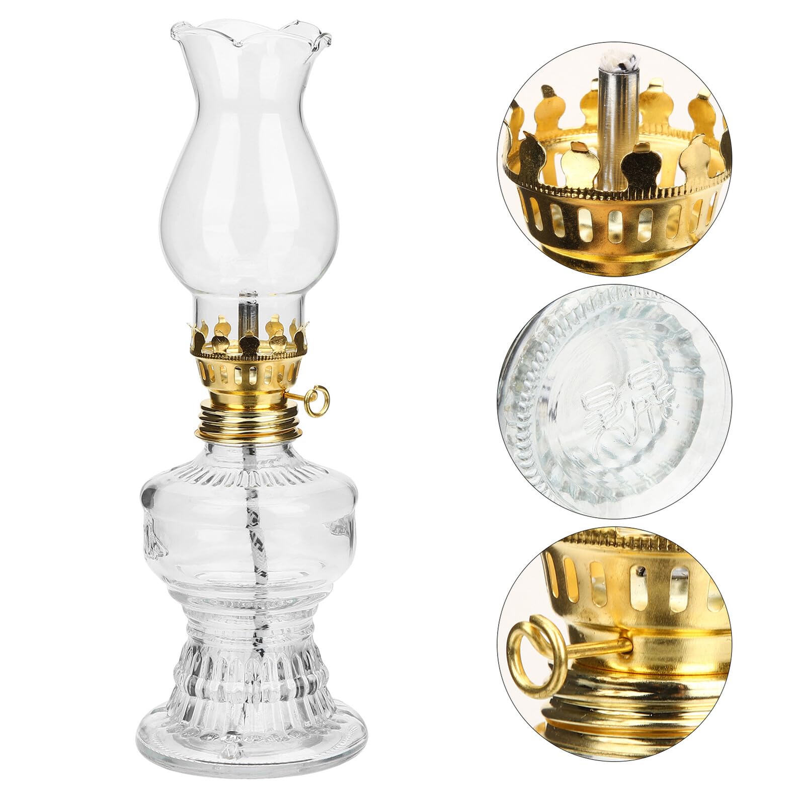 2 Szt. Szt Antyczne Lampy Naftowe Szkło Przezroczyste z Regulowanym Knotem Rustykalna Lampa Olejowa Stół Wiatroszczelna Dekoracja Vintage Do Awaryjnego Oświetlenia i Kempingu