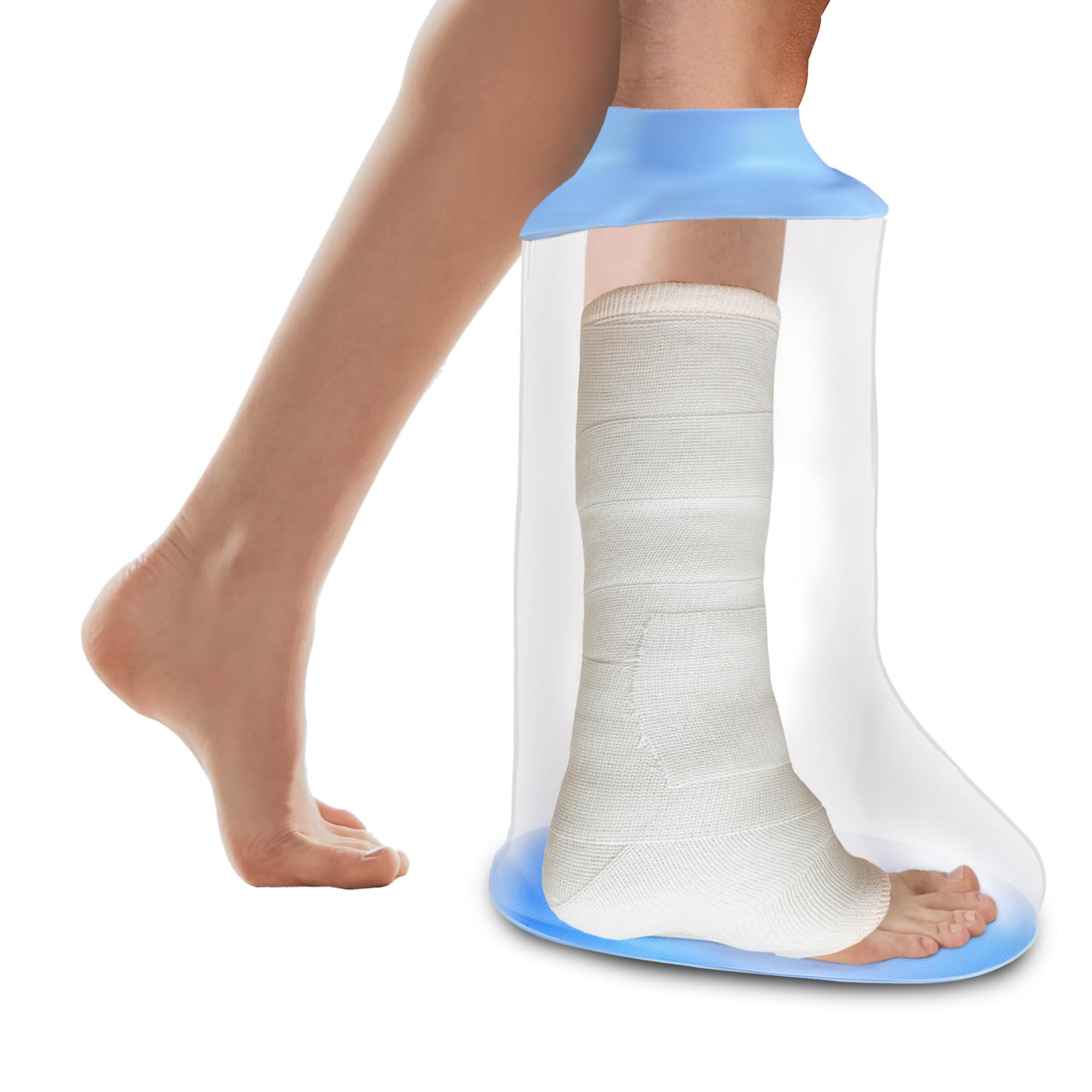 Waterproof Extra Wide Leg Cast Shower Cover with Non-Slip Bottom, Watertight Elastic Silicone Foot Cast Shower Protector for Foot After Surgery, Bunion Surgery, Large Casts, Fracture and Boots