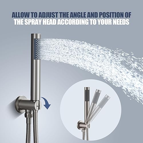 Miniatura 4 de CASAINC Válvula de ducha y kit de molduras, cabezal de ducha de lluvia redondo de 10 pulgadas con sistema de ducha montado en la pared de