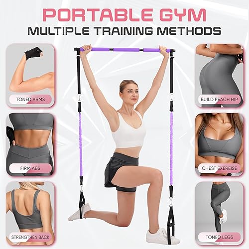 Miniatura 5 de TADAKAZU Pilates Bar Kit with Resistance Bands, Exercise Fitness Equipment for Women & Men, Home Gym WorkoutsPortable Pilates Bar Kit Resistance