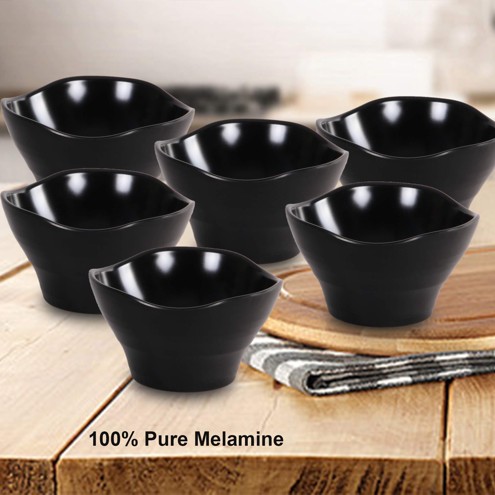 Iveo Melamine Bowl - 270ml, 6 Pieces, Black