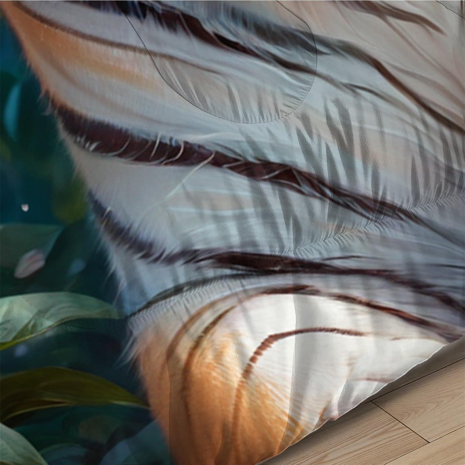 Qiwagu Dekbed van 220 x 240 cm, tijger, omkeerbare wilde dieren, dekbed, wasbaar, dekbed zonder overtrek, bruikbaar, licht, zachte slaapdeken, 200 g/ m², dekbed voor het hele jaar, met 2 kussenslopen