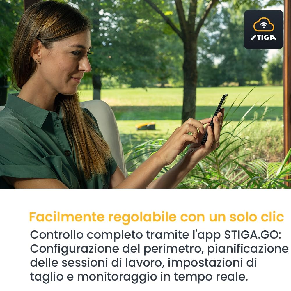 STIGA A 1000 Robot Tosaerba Autonomo, 25,2 V, 180 mm – Navigazione RTK AGS, Senza Filo Perimetrale – Prati fino a 1.400 m²