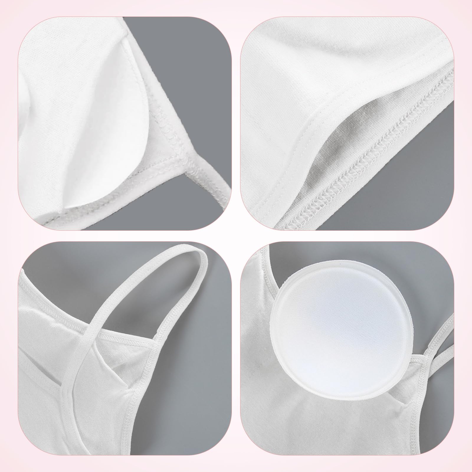 Sujetador Sin Costuras Niña Algodón Top Deportivo Ropa Interior Almohadillas Removibles 4 Piezas Bianco