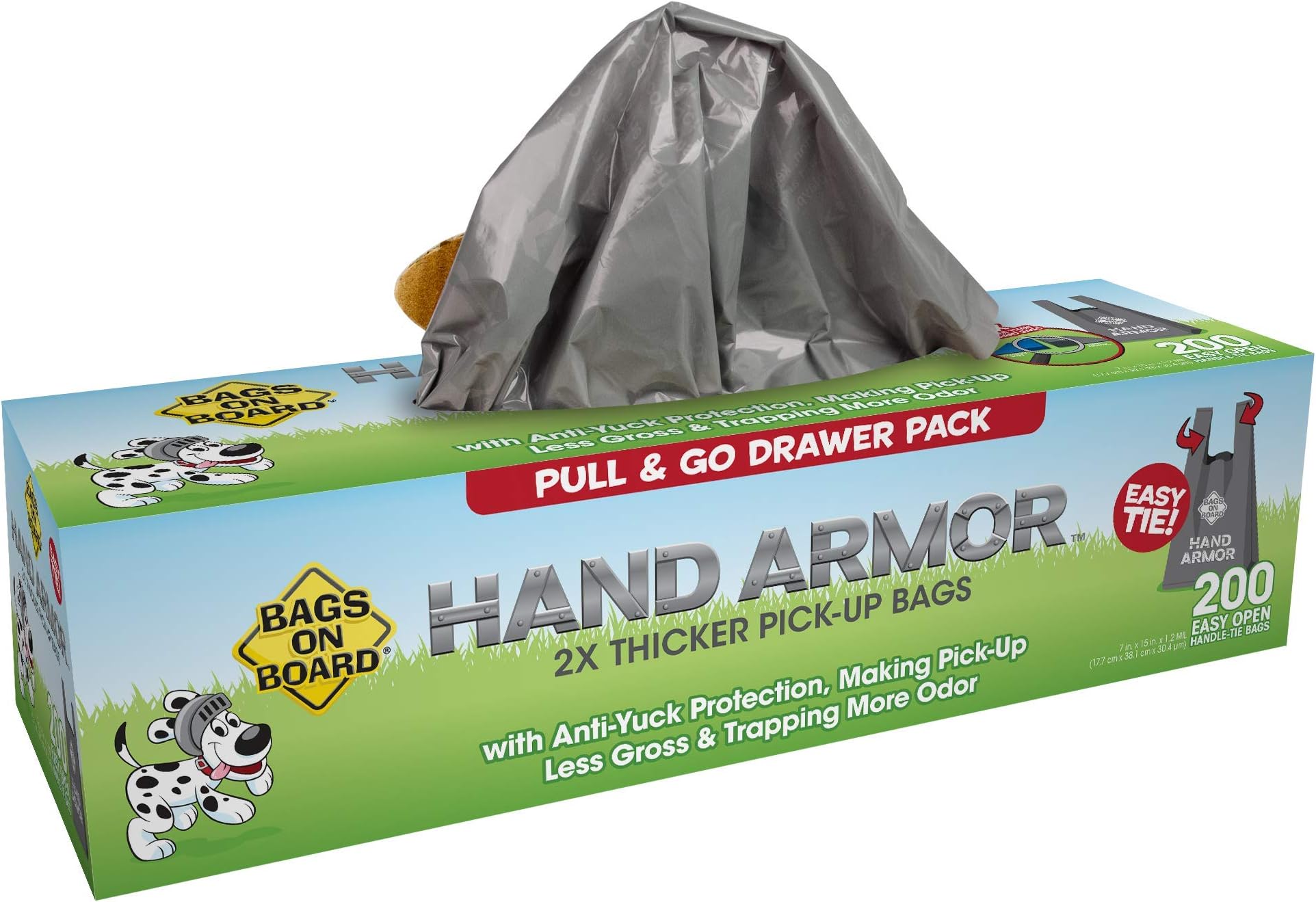 Bags on Board Dog Poop Bags - Extra Thick Waste Pickup Bags with Easy Tie Handles - Easy Dispensing Drawer Pack - 200 Count