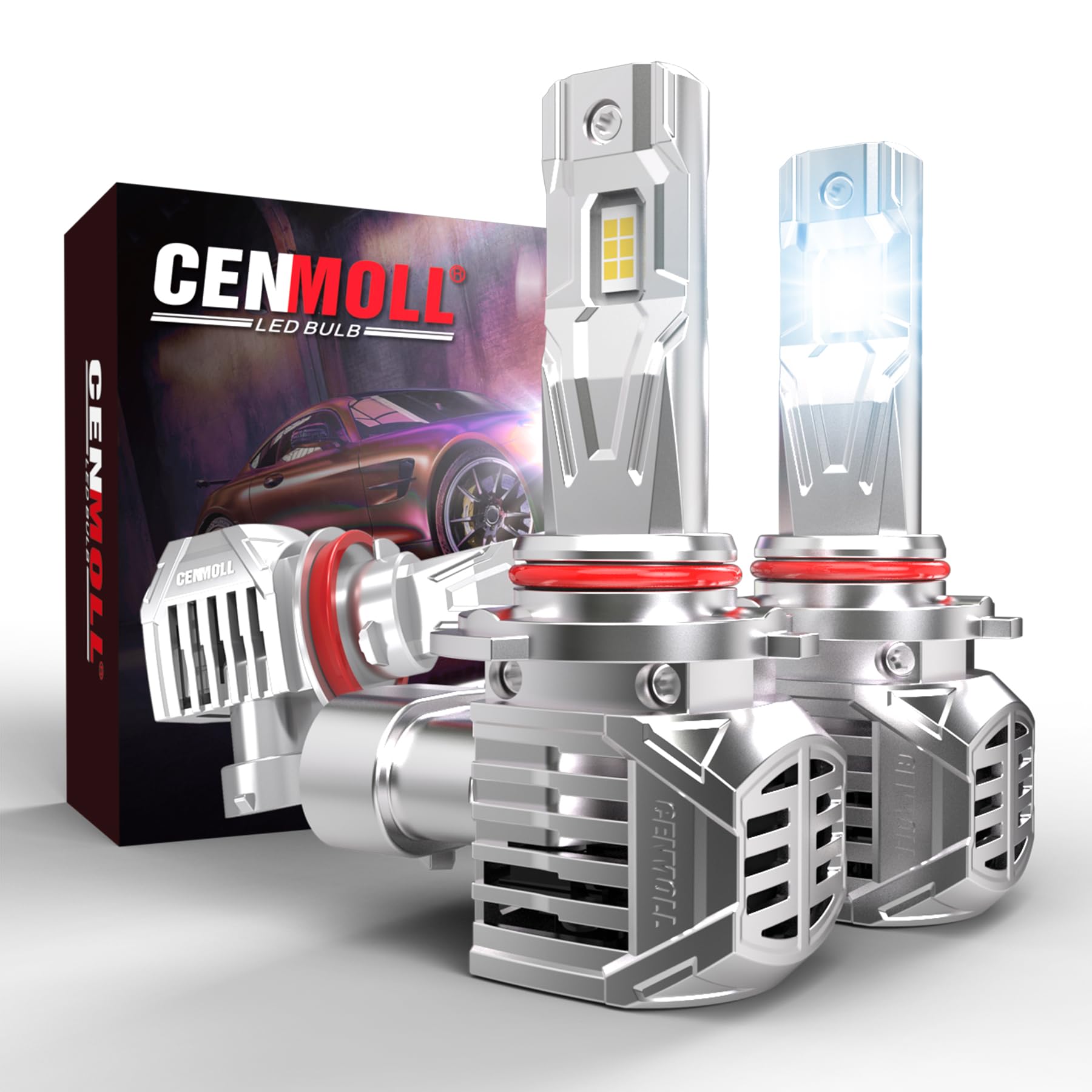 Lampadine HB3 Led, 120W 24000LM 6000K Bianco Freddo 600% Luminosità Lampadina HB3 Led Canbus Senza Errori All-in-One Design Kit di Conversione di Sostituzione Alogena Xenon, Confezione da 2