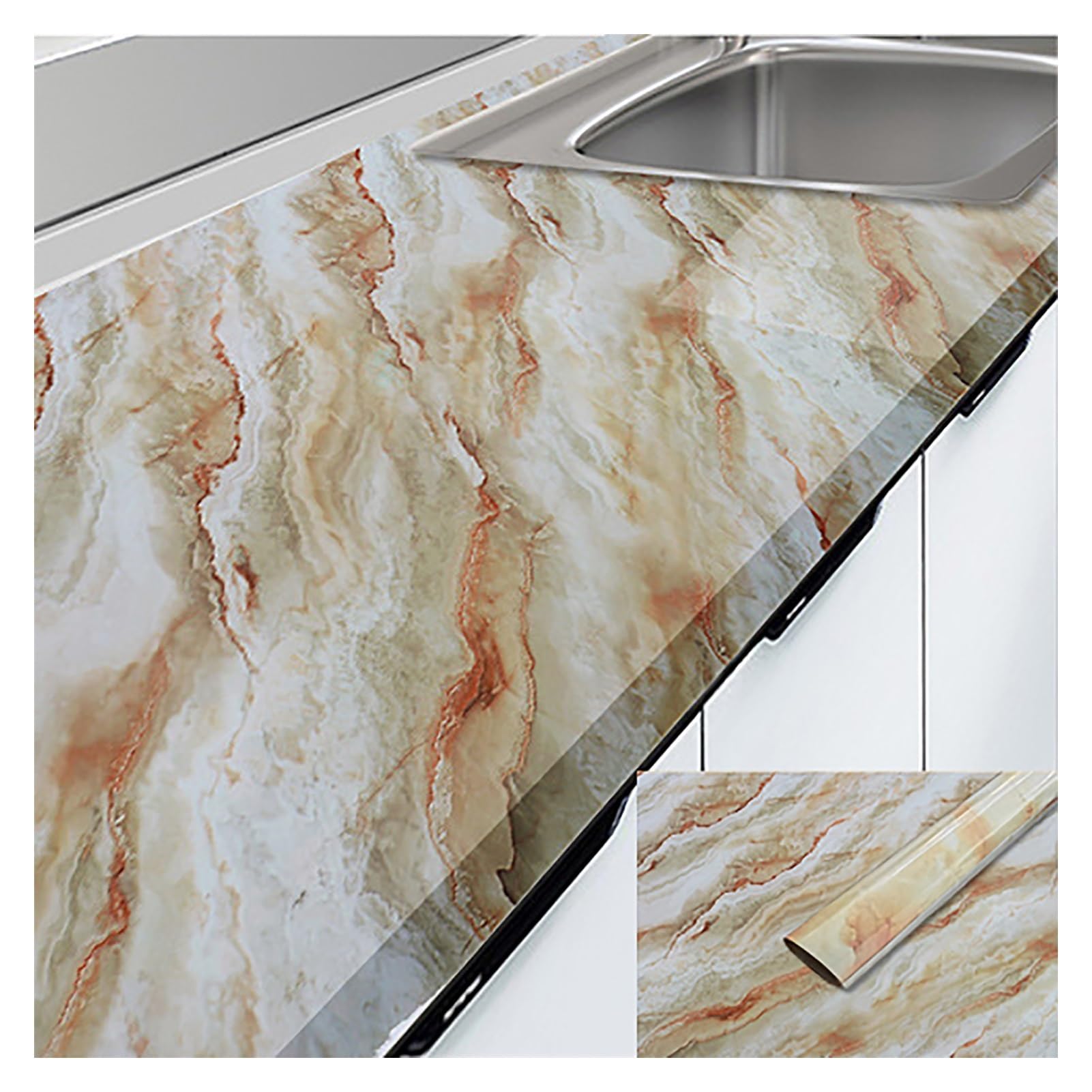 Papel pintado de cocina papel de contacto para despegar y pegar, película autoadhesiva, cubierta de encimera, papel tapiz de papel impermeable para muebles de cocina (color: #11 Tamaño: 0,6 x 5 m