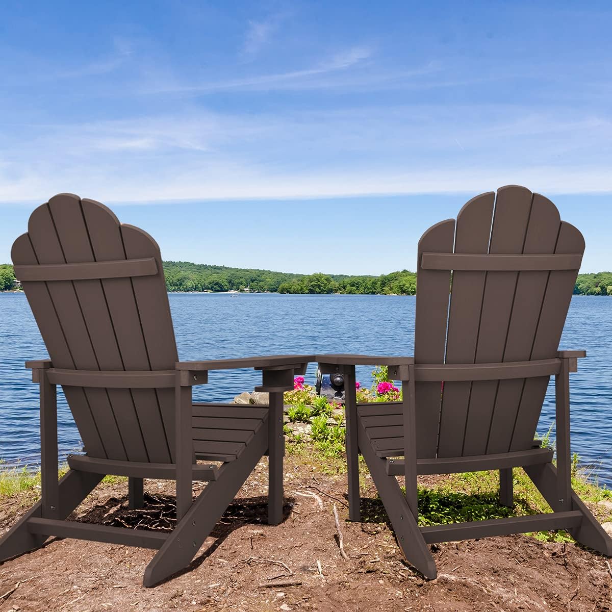 Patio Watcher Poly Lumber Classic Adirondack Chair with Cup Holder, Weather Resistant 1 Chair Patio Plastic Adirondack Chair for Lawn, Garden, Backyard, Deck(Coffee) : Patio, Lawn & Garden