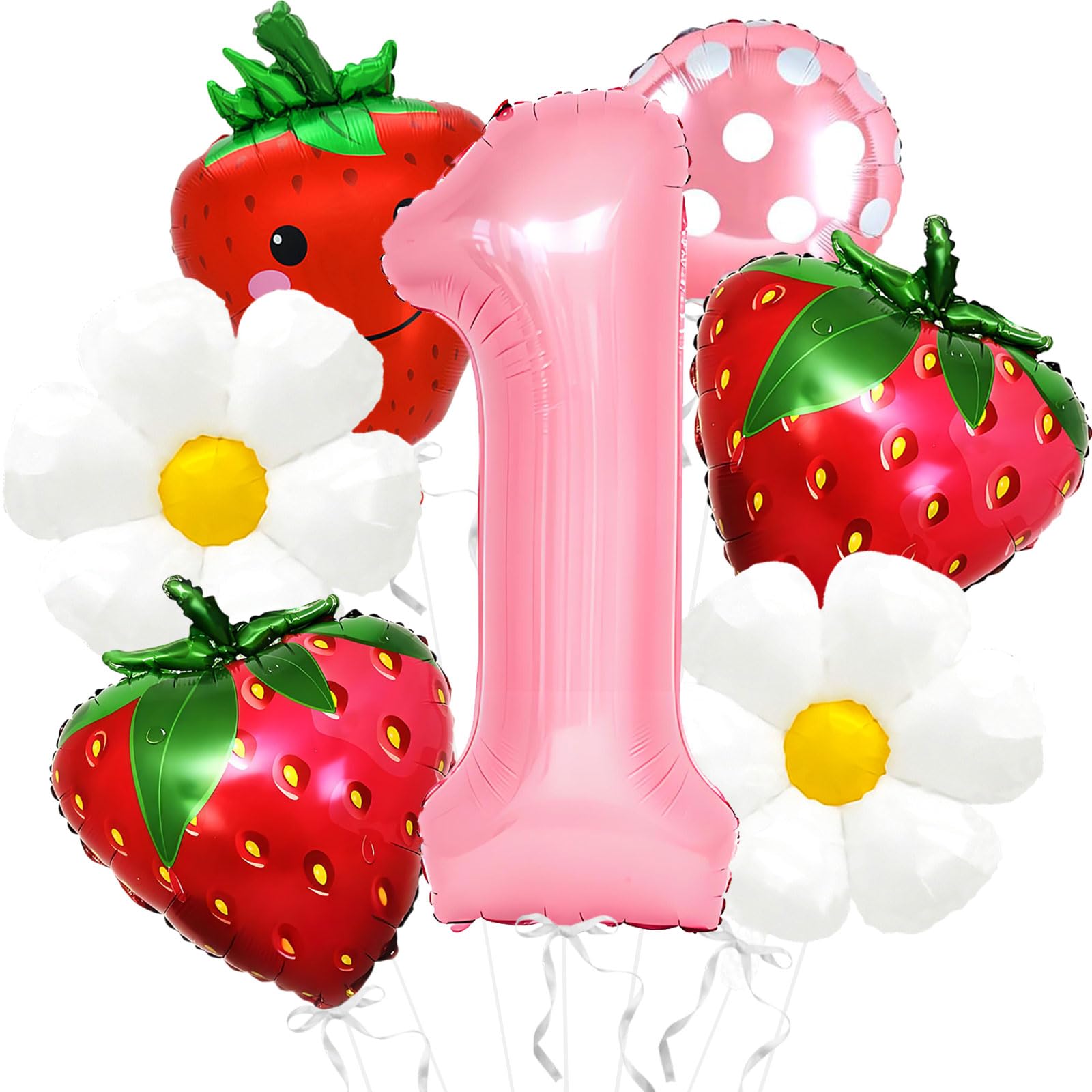 Strawberry Balloons Berry First Birthday Decor - 40 Inch Mylar Pink One Balloons - Strawberry Balloon for Strawberry 1st Birthday Decorations - Berry