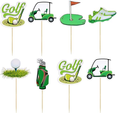 Miniatura 3 de Gyufise 36 piezas de trofeos para cupcakes de golf, bolsa de zapatos de golf, carritos de bola, púas de magdalenas para golf, deportes, jugador
