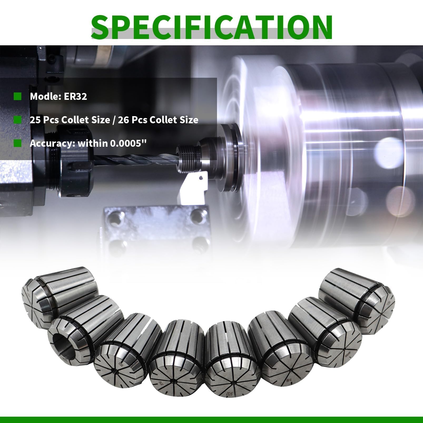 ER32 Spring Collet Set - 25/26 Pcs -3 ER32 Spring Collet Set - 25/26 Pcs -3