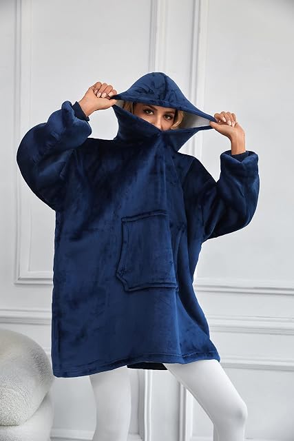 LINGS Hoodie, Oversized Hoodie Sweatshirt Blanket, Super Soft Warm Comfortable Blanket Hoodie Winter Warm Pyjamas Large Pocket for Adults Man Woman