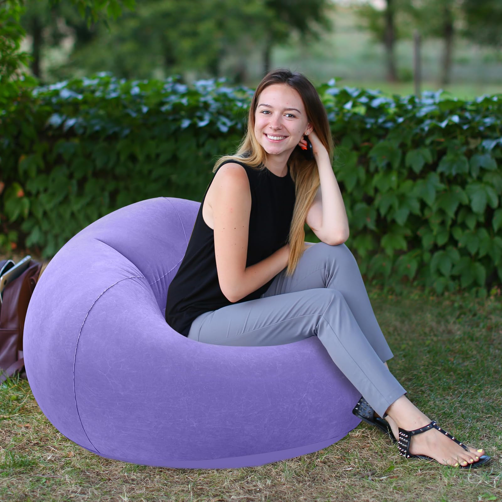 Amazon.com: Realspring Inflatable Bean Bag Chairs Outdoor Blow up