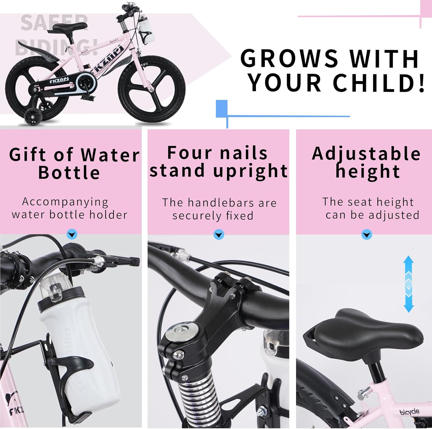 16 & 18 inch Kids Bike with Light-up Training Wheels, Aluminum Alloy Wheel hub,Kettle, Adjustable Seats,This Children's Bicycle is The Best Gifts for Boys and Girls Aged 5-8