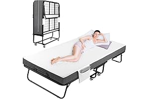 MAMIZO Portable Twin Size Rollaway Bed Frame with 4-inch Memory Foam Mattress