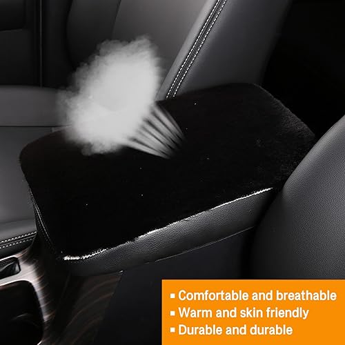 Miniatura 6 de 1 alfombrilla para reposabrazos de automóvil, 11.8 x 7.8 pulgadas, funda de caja de reposabrazos central de felpa de conejo de imitación, cojín