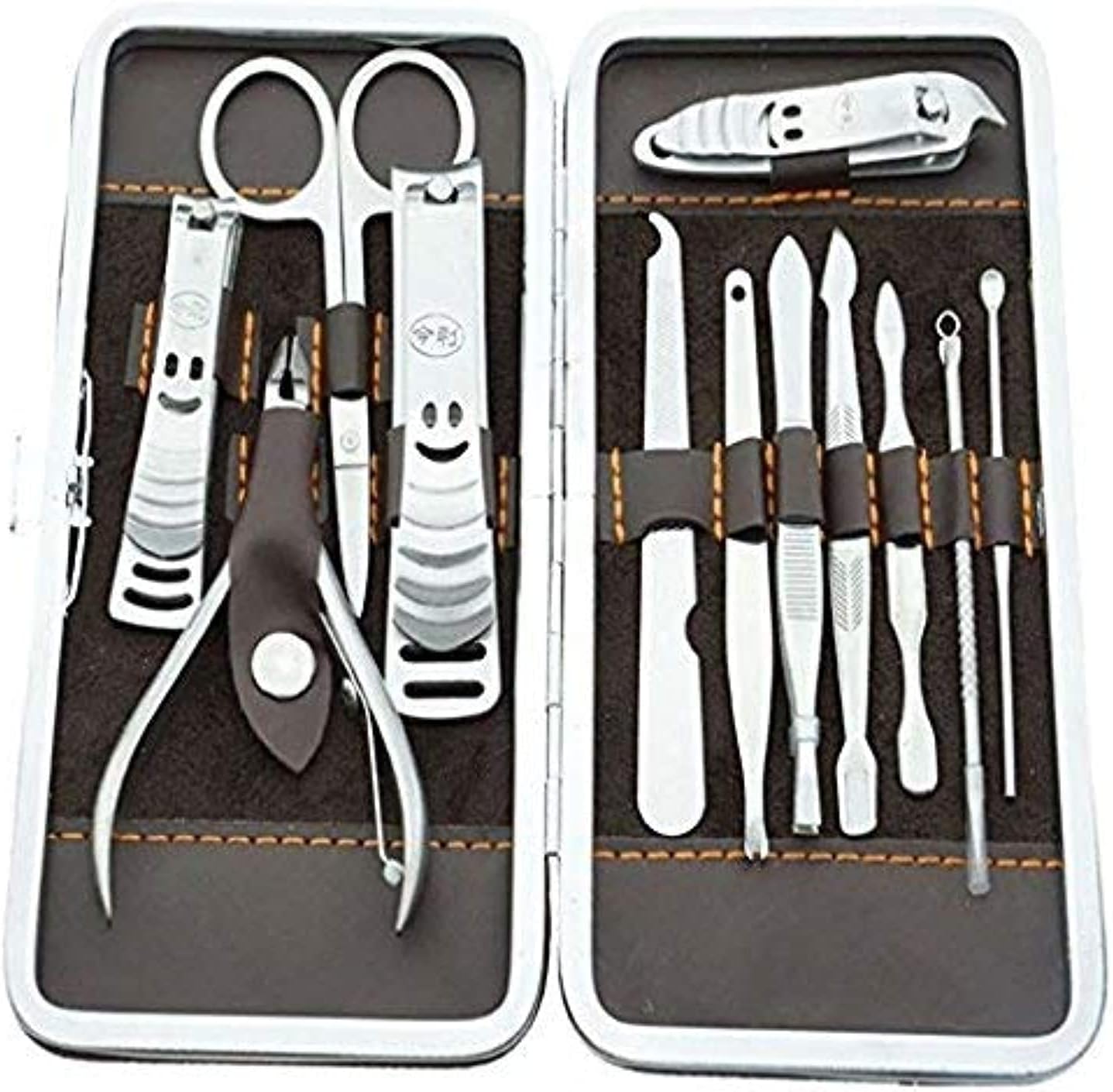 Heavy Duty Finger Toe Nail Cutter Stainless Steel 12 pcs Personal Manicure Nail Scissors Set Nail Clipper Earpick Grooming Pedicure Kits Men/Women Nail Trimmer