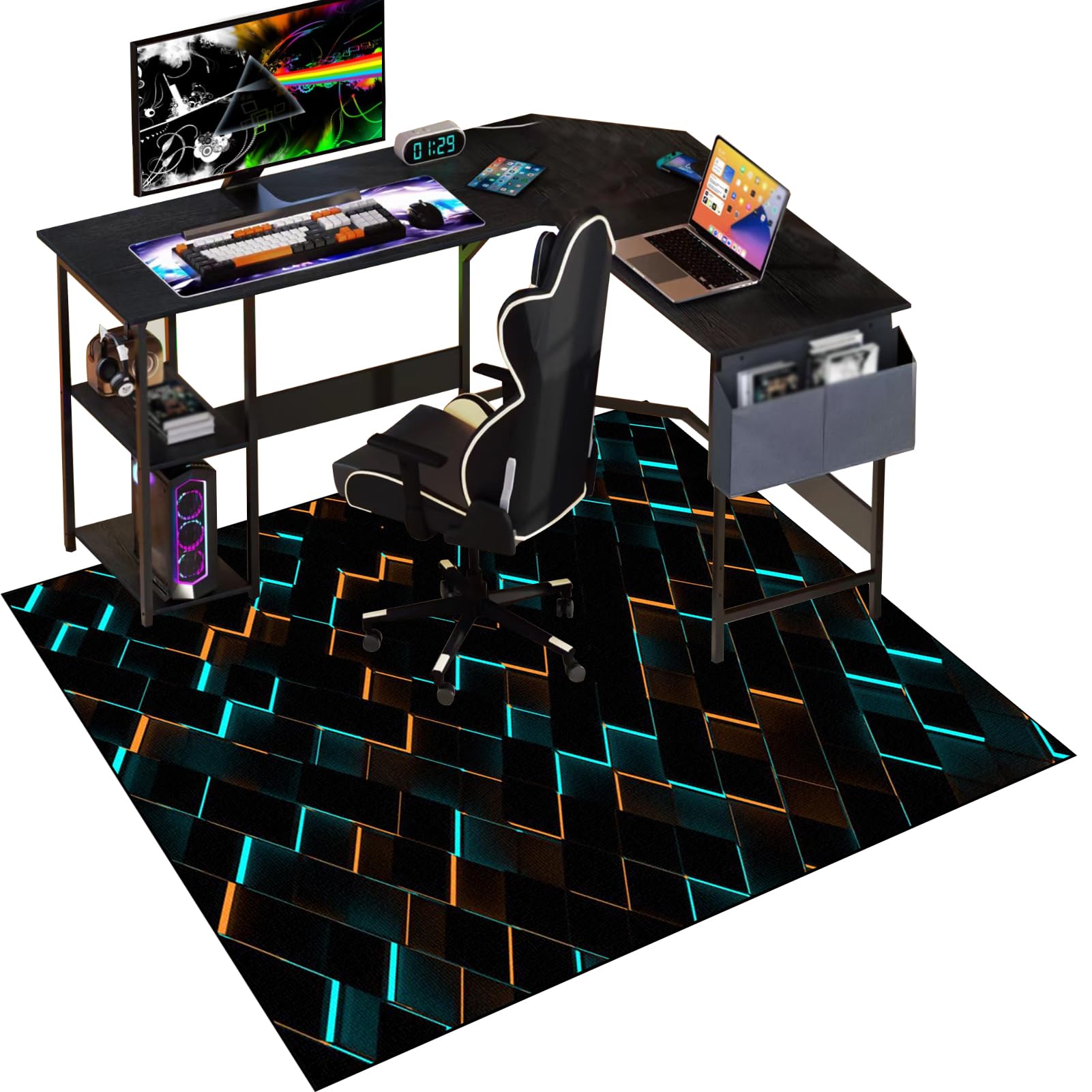 Gaming Chair Mat for Carpet, 100 x 140 cm Office Chair Mat for Carpeted Floor, Floor Protectors for Rolling Chairs, Non slip Floor Protection Mat, Computer Desk Chair Mat for Hard Wood Tile Floors