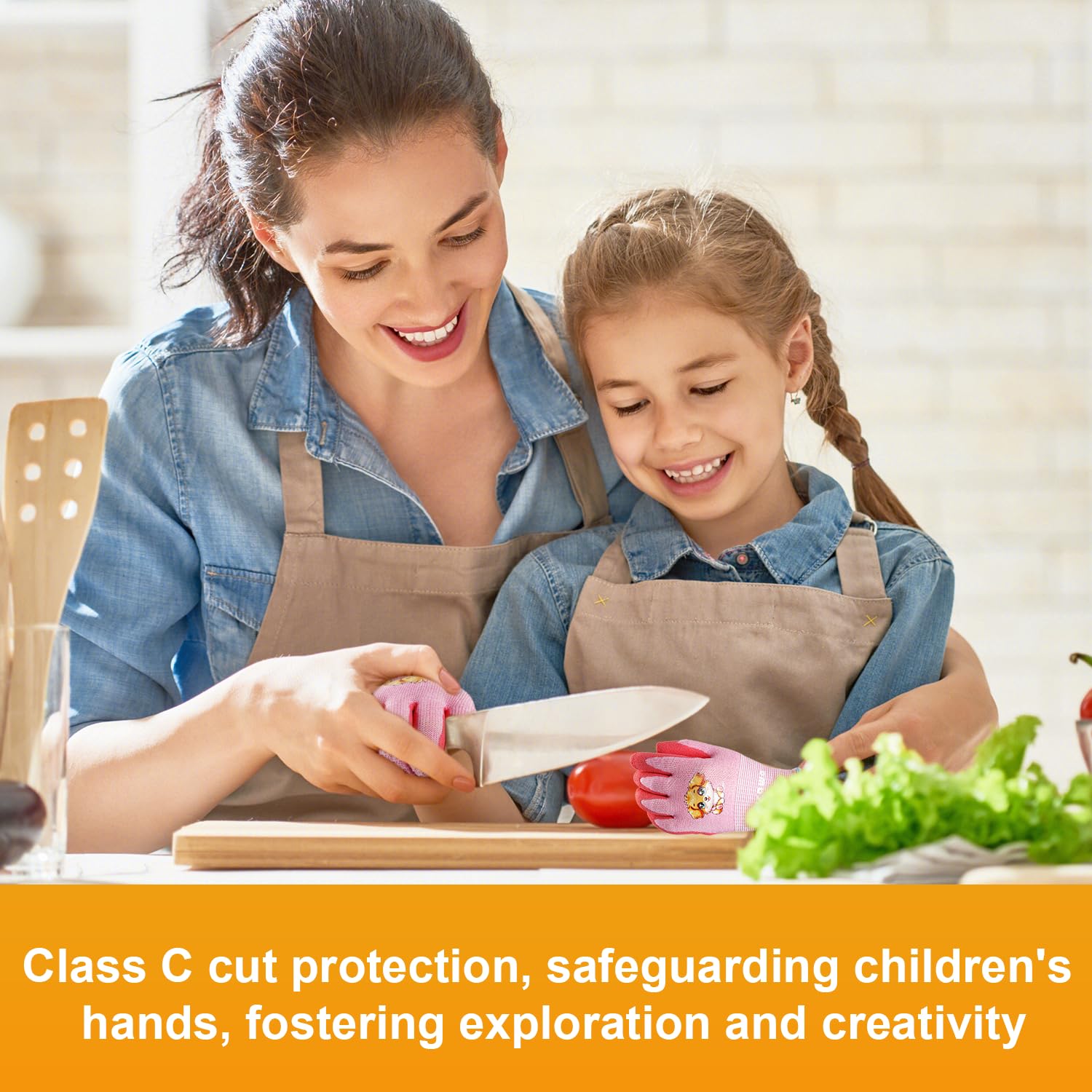 Plusawa Kids Gardening Gloves, Cut Resistant Work Gloves for Ages 3-12, Breathable Knitted Liner, Natural Latex Coated Palm - Image 4
