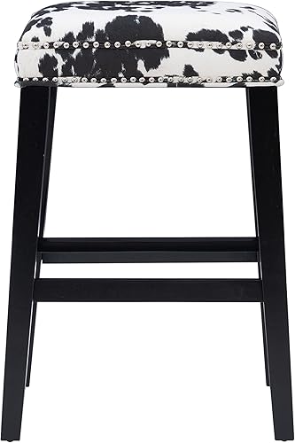 Miniatura 19 de Taburete de mostrador sin espalda con estampado de vaca marrón Harlow Linon Estampado de vaca café.,negro, (Black Cow Print),Gris