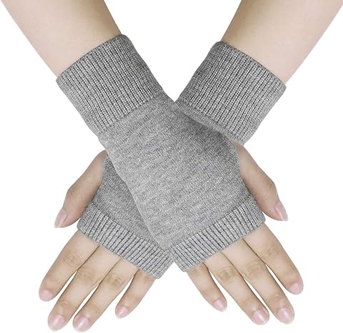 Guantes Sin Dedos Lana de Angora de Tejer Invierno con Agujero de Pulgar Guantes Calientes para Mujer Hombre