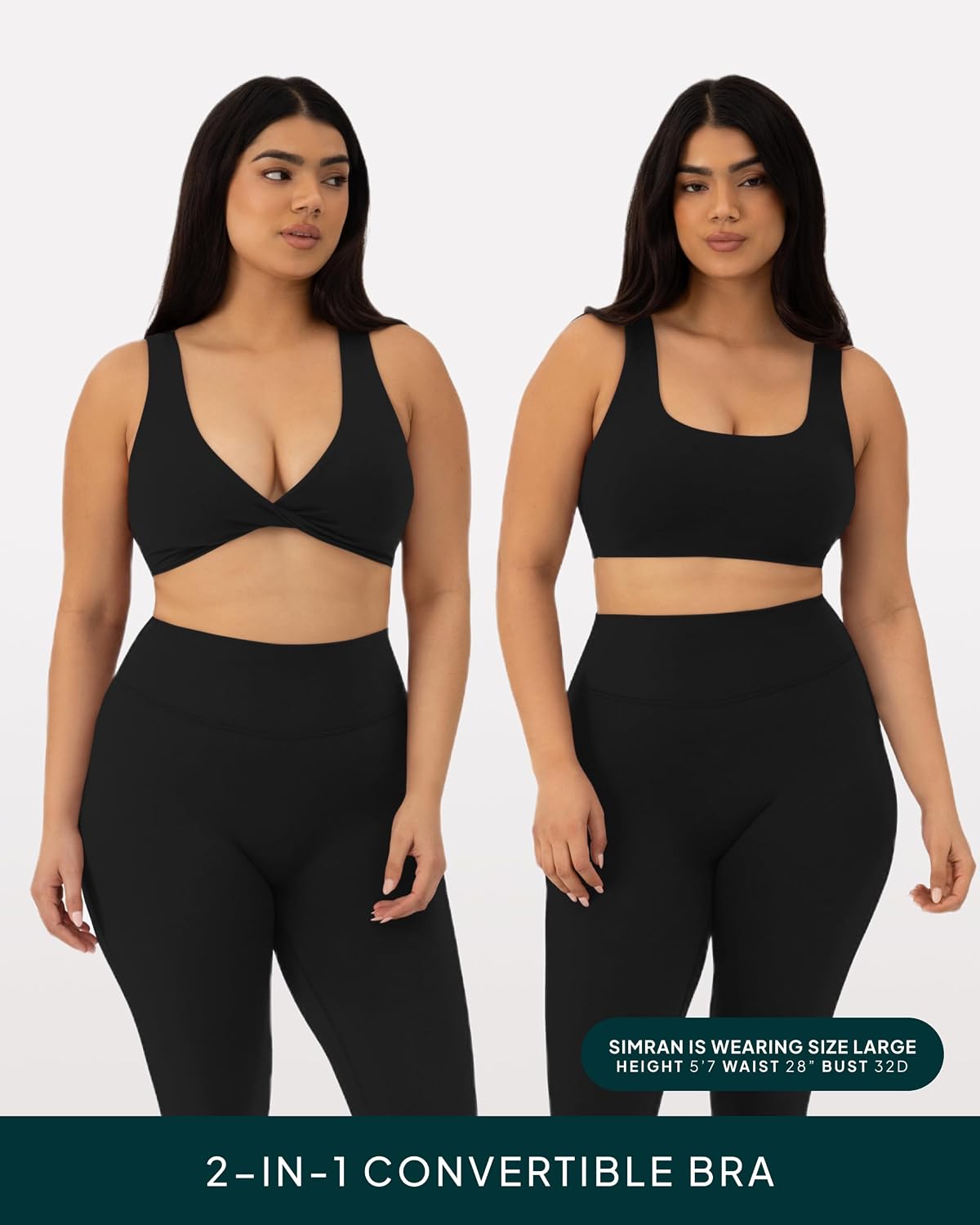 PAVOI ACTIVE Twist Front Sports Bra for Women - Two Ways Customizable Coverage Workout V Plunge Front & Back Bra, FlexFlow