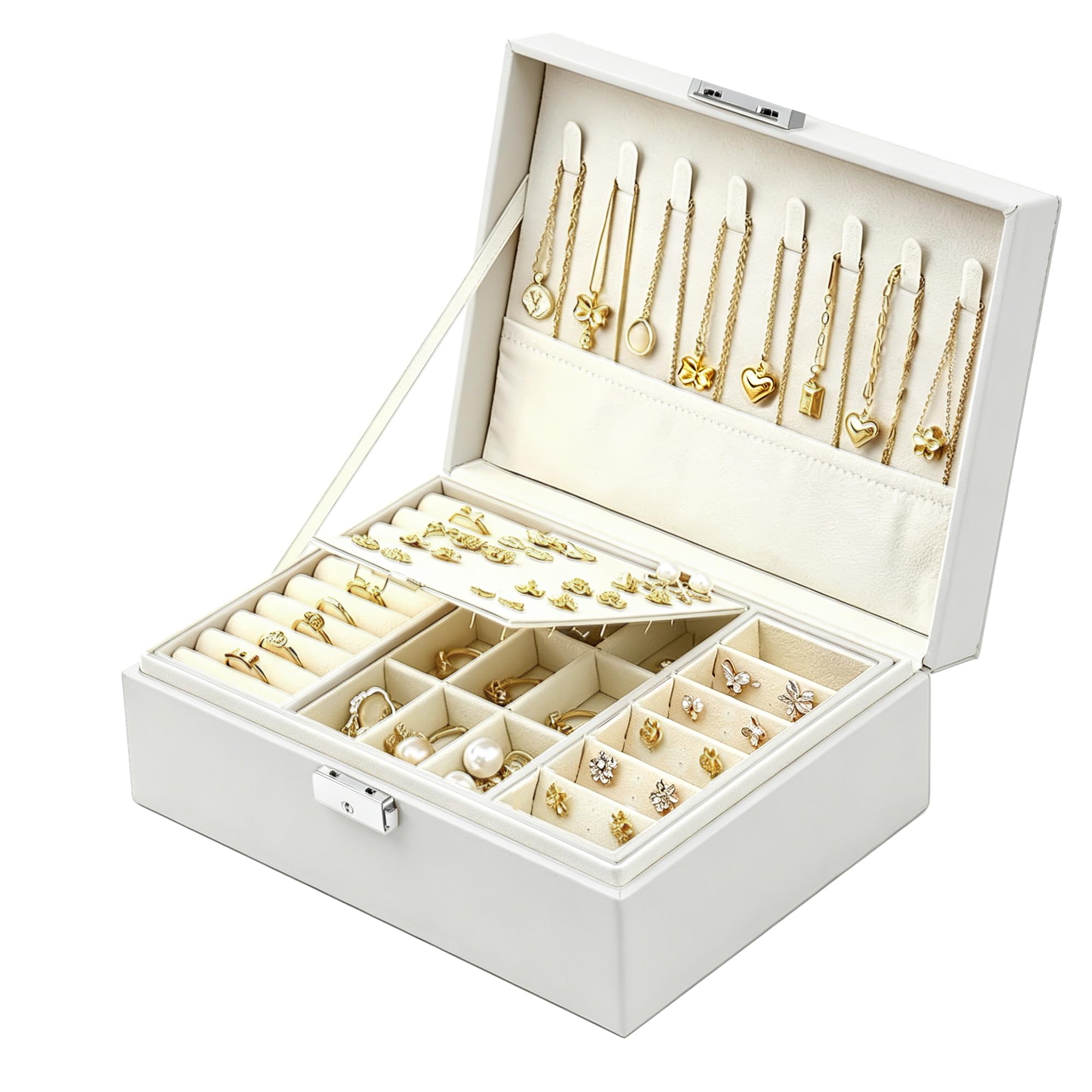 Homeanda schmuckkästchen damen schmuckschatulle schmuckkästchen mit schlüssel schmuckbox leder schmuckschatulle groß schmuckkästchen schmuckschatullen
