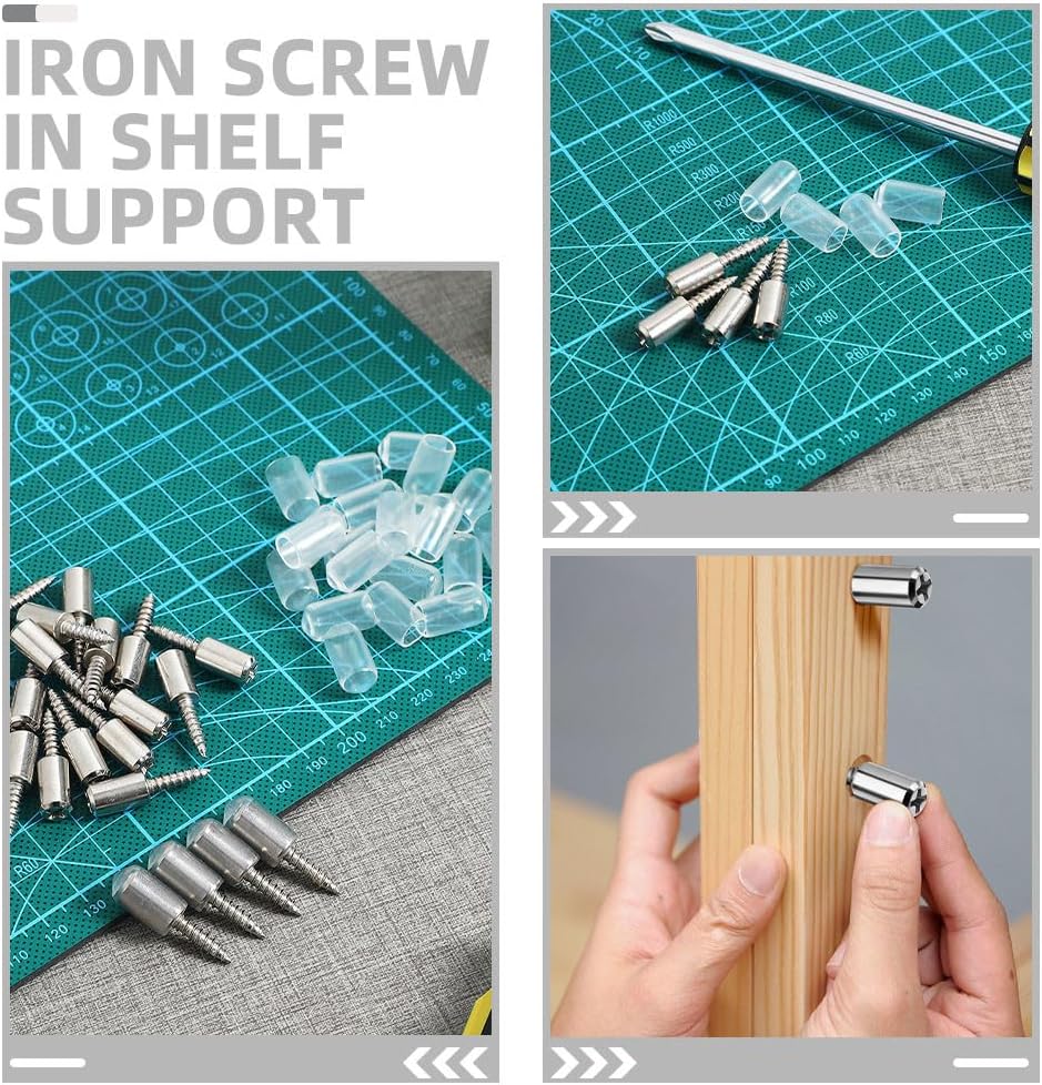20pcs Cabinet Shelf Support Pins with 28mm Self-Drilling Screws and Plastic Sleeves, Shelf Pegs for Kitchen Cabinets, Bookshelves, and Furniture Shelving Holders