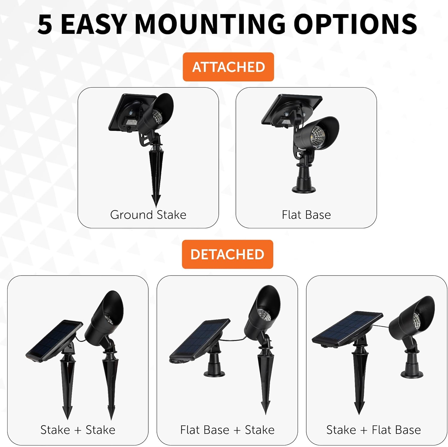 Gama Sonic Tri-Color Progressive Solar LED Spotlight with 100 Lumens, Outdoor Black Cast Aluminum, 3000K/4000K/5000K with Detachable Solar Panel (103i90090)