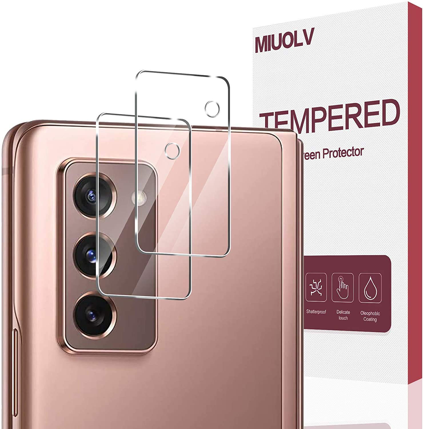 [2 Pack] Camera Screen Protector for Samsung Galaxy Z Fold 2 Screen Protector Tempered Glass, MIUOLV Case Friendly Bubble Free Anti-Scratch Camera Lens Protector for Galaxy Z Fold 2 (Clear)