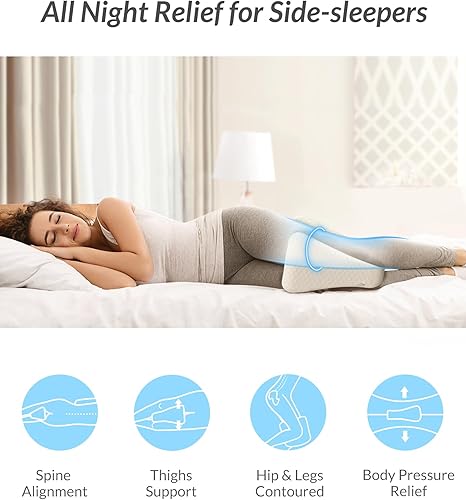Miniatura 2 de ZIKEE Almohada de rodilla para dormir de lado, almohada de espuma viscoelástica para piernas diseñada para estadounidenses, almohada refrescante con