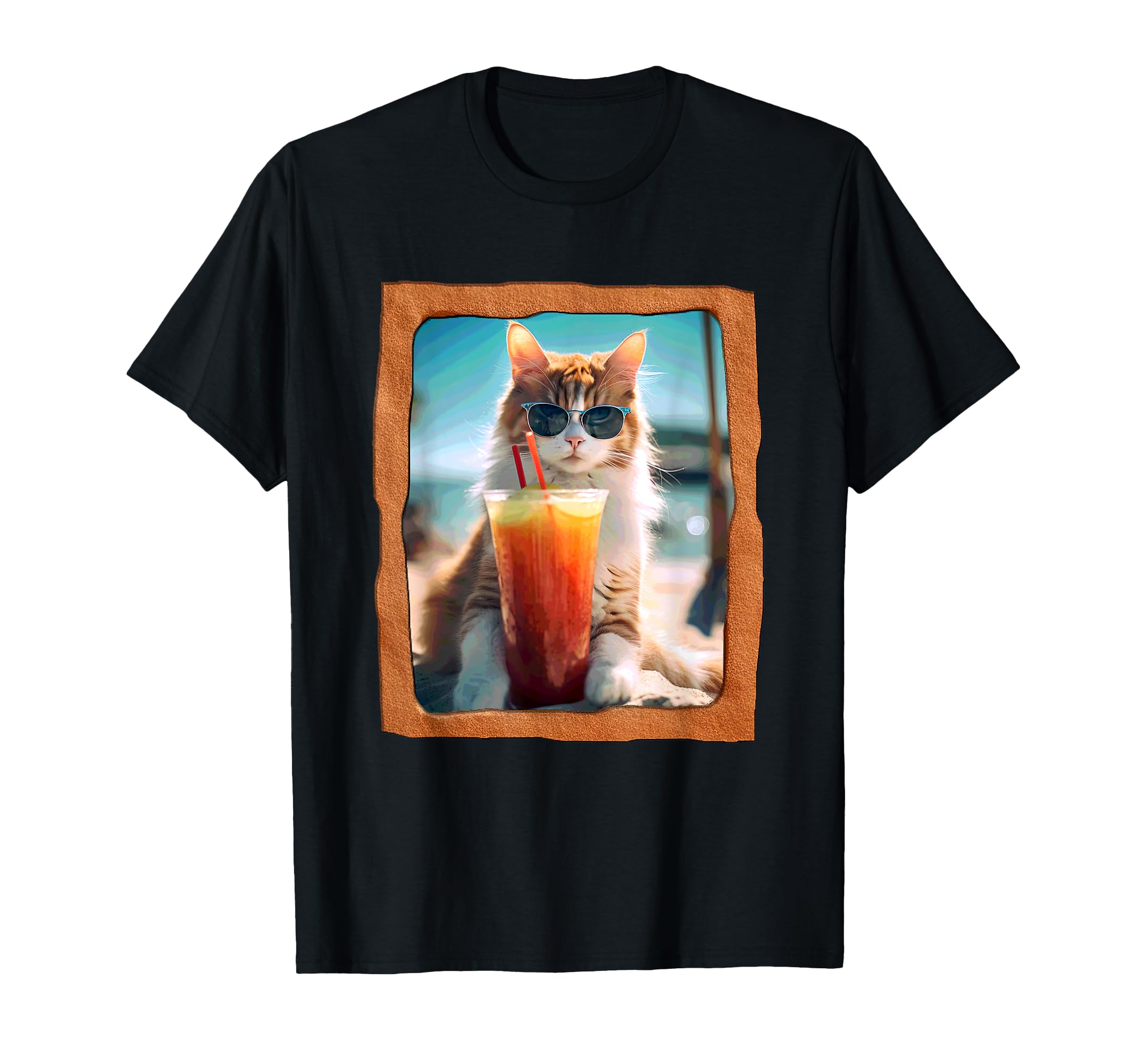 Cat Cool Shades Iced Drink Summer Vibes T-Shirt