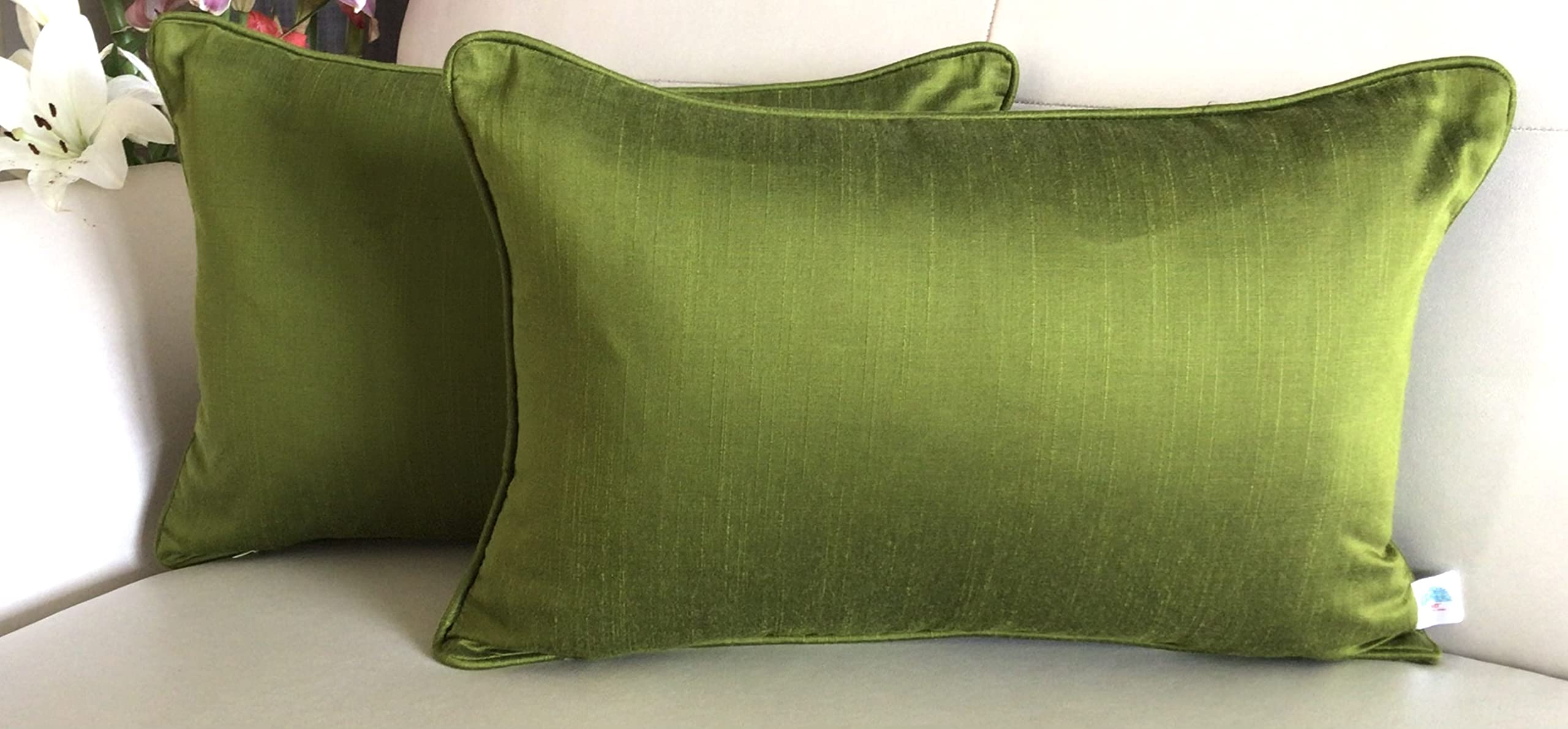TARA- Sparkling Homes Reversible Premium Solid Plain Rectangular Cushion Cover 12x18 inches Set of 2 in Cotton Silk (12 x 18 Inches, Olive Green) (B09RQW88K4) Amazon Price History, Amazon Price Tracker