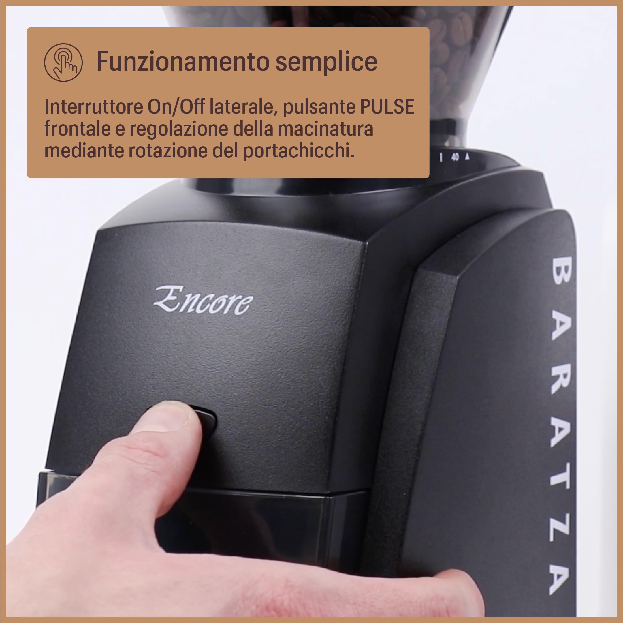 Baratza - Macinacaffè Encore 230V - Elettrodomestici per la Casa, Macina Caffè Elettrico per Caffè in Grani - Grinder con 40 Regolazioni, Nero