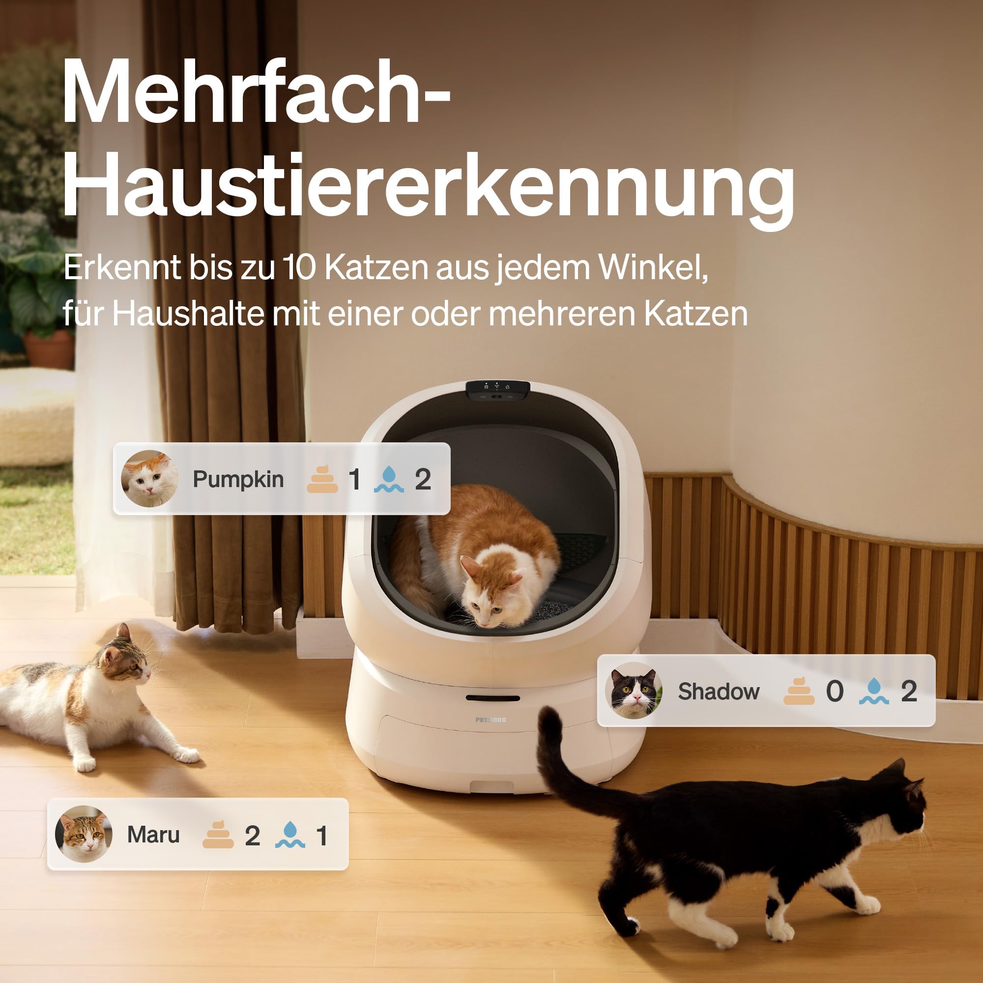 PETLIBRO Luma Katzenklo Selbstreinigend, elektrische Katzentoilette mit AI-Kamera zur Kotanalyse, Geruchskontrolle, offenem Design, Multi-Katzen-Erkennung, Nutzungsverfolgung & Sicherheitssensoren