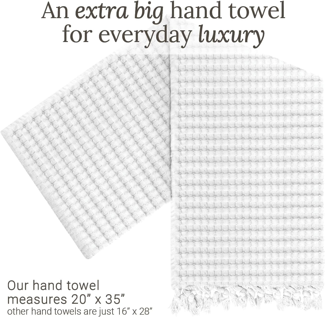 GILDEN TREE Decorative Waffle Hand Towels for Bathroom, 20x35 Large, Quick Drying Fingertip Towel, 2 Pack, Modern Style (White) - Image 4