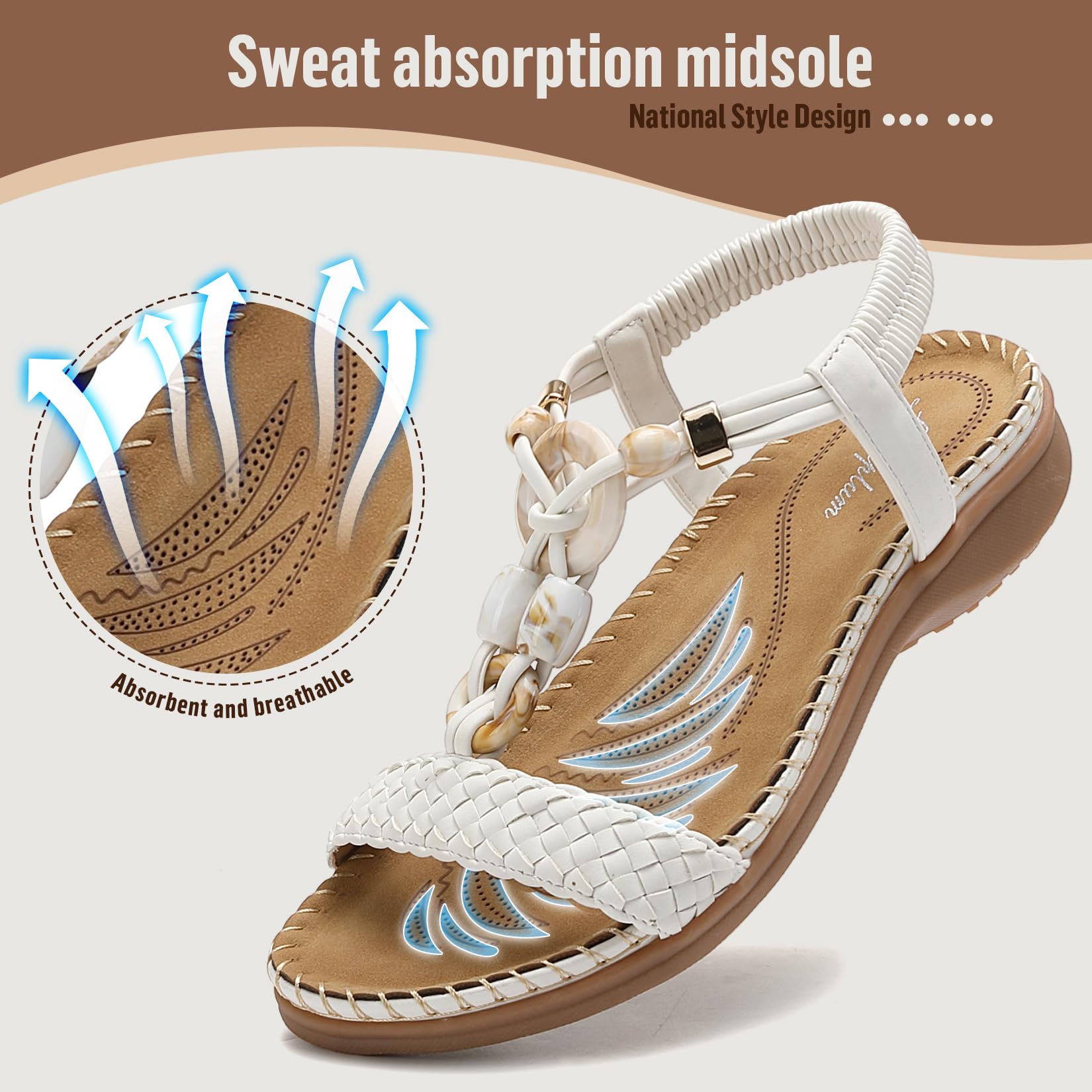 Littleplum Damen Sandalen Frauen Sommersandalen Flache Bequem Sandaletten