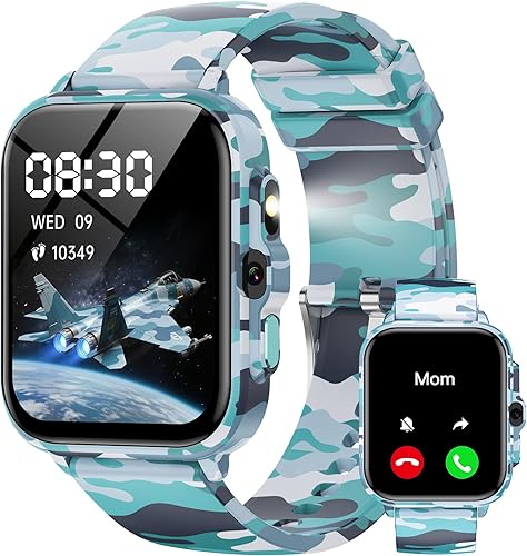 Smart Watch for Kids Boys Age 5-12, Ai Functions Games HD Touch Screen Watches with Video Camera Music Player Pedometer Heart Rate Sleep Tracker