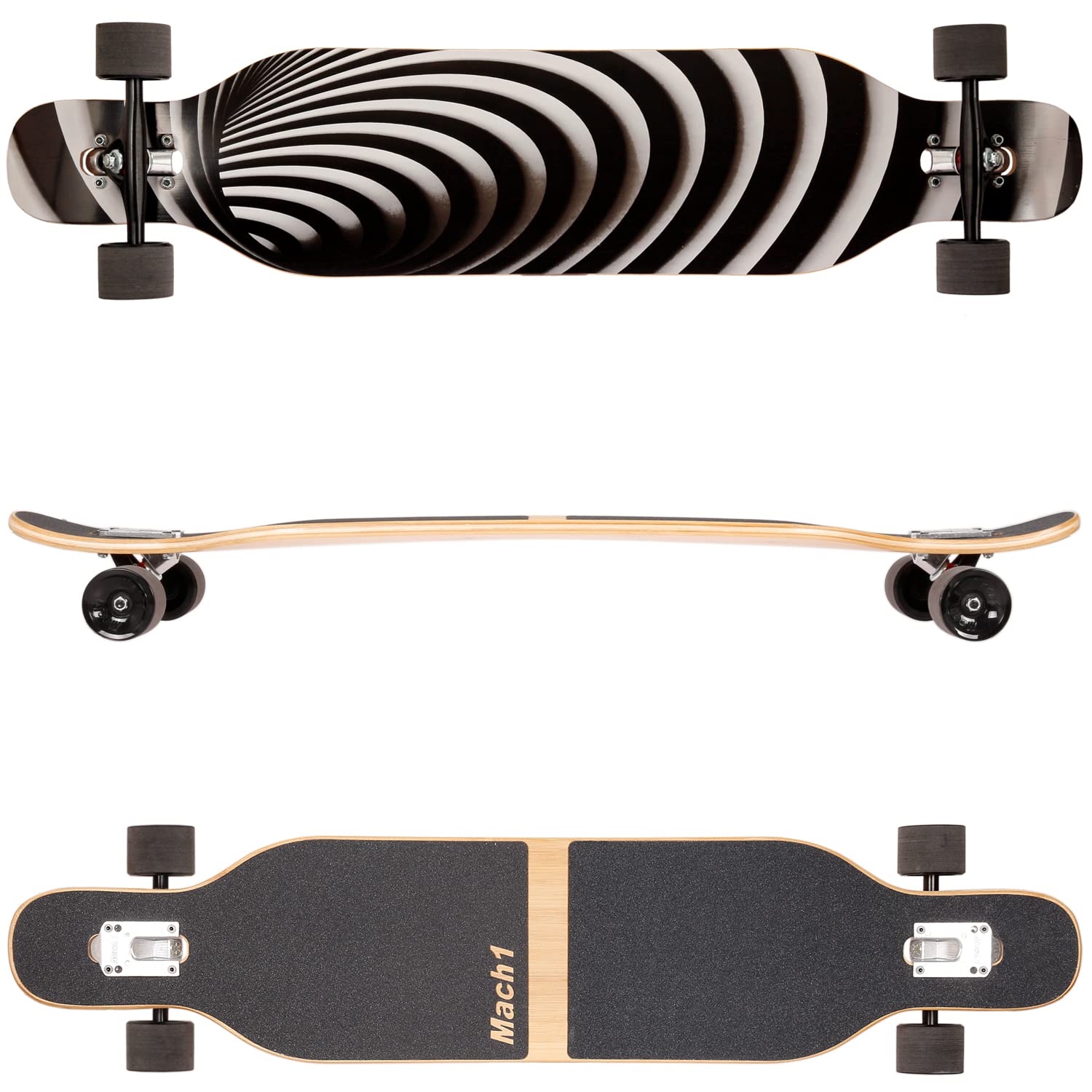 FunTomia Longboard Camber avec roulement à billes Mach1 en céramique Flex1 Drop Through Cruiser Freeride Skaten Planche complète avec outil en T