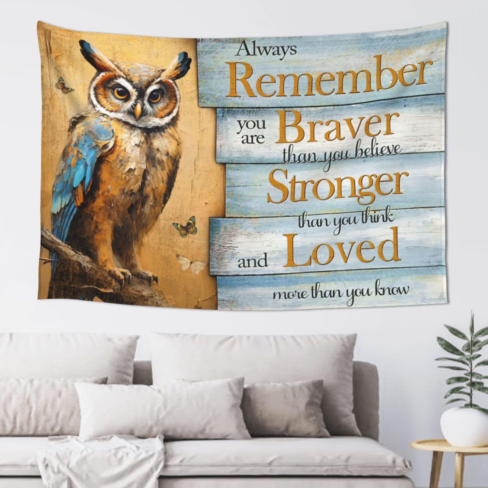 CEUFOUE Cute Owl Tapestry Animal Print Wall Hanging Scout Gifts Vintage Christian Bible Inspirational Quotes Tapestry for Bedroom Living Room Dorm