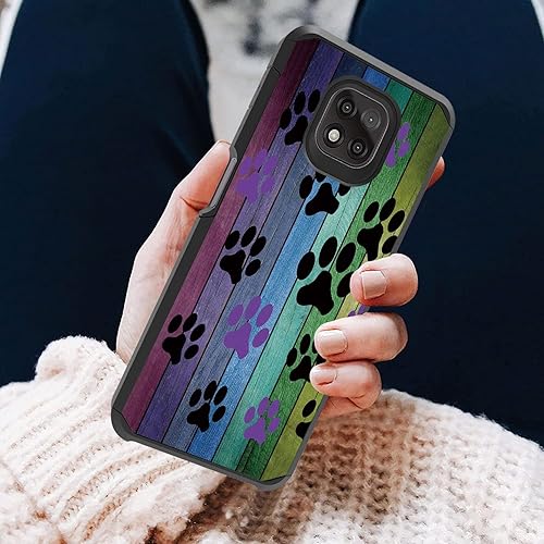 Miniatura 4 de ZXHSBROK Funda para Moto G Power 2021, diseño de tablero de madera rústica, resistente 2 en 1, de doble capa, policarbonato duro híbrido y silicona