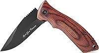 Vista 4 de Cuchillo plegable de bolsillo personalizado grabado con caja de madera para novio, marido, papá, hijo, cuchillo de caza de pesca único para hombres