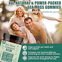 Vista 6 de Sea Moss Gummies 16-in-1, with Bladderwrack & Burdock Root - Organic Irish Sea Moss Supplement for Immune Support, Digestion, Energy - Vegan