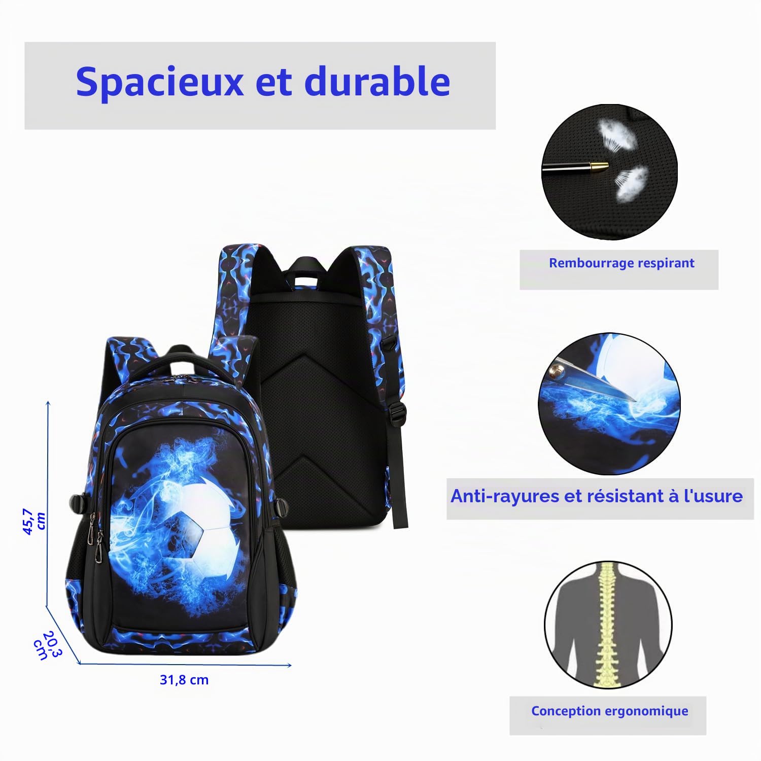 Lmwzh sac a dos enfant cartable garcon primaire pour Enfants et Adolescents Sac à dos Grande Capacité imperméable en nylon