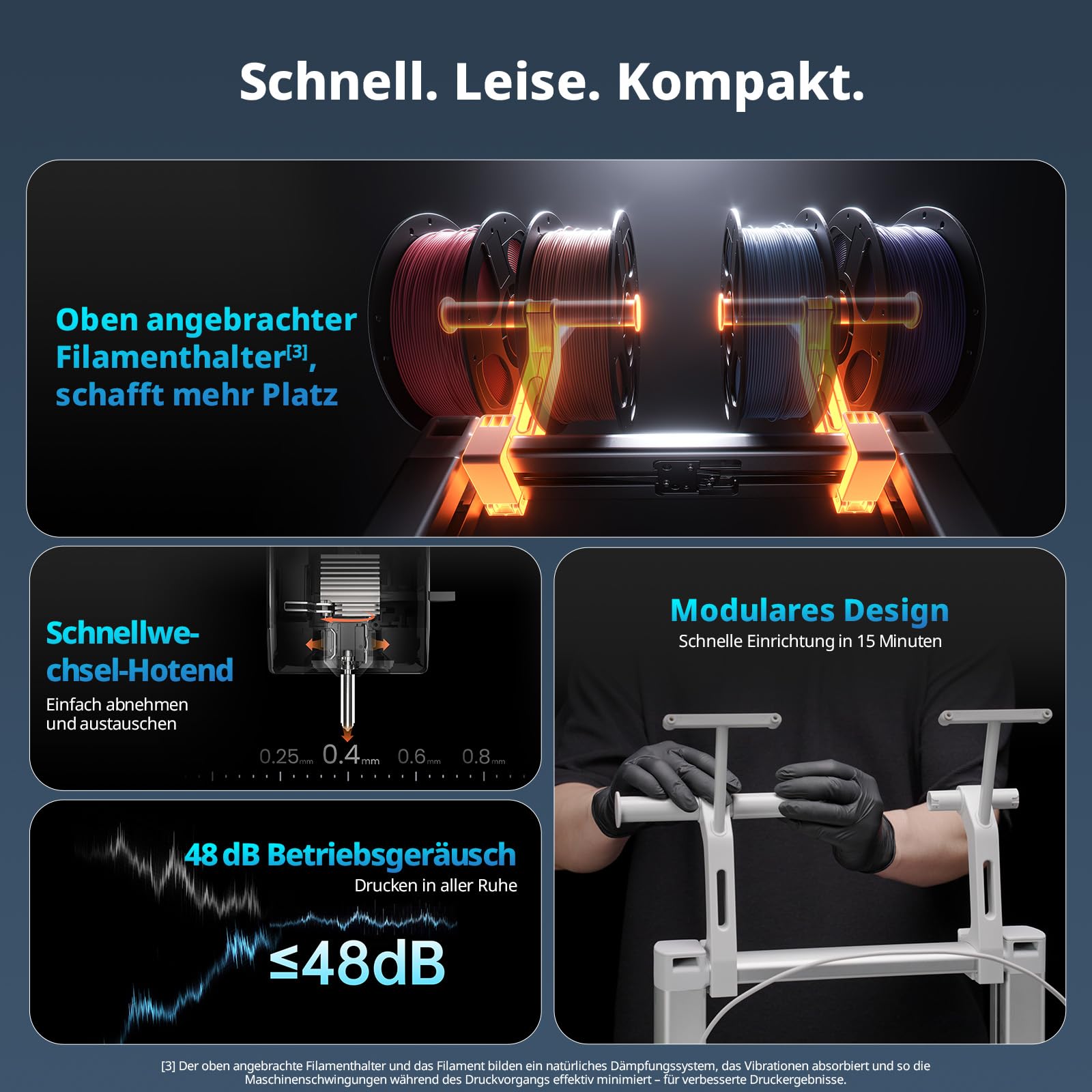 Anycubic Kobra X 3D Drucker Mehrfarbig, Verbesserte Auto Nivellierung für eine makellose erste Schicht, 600 mm/s Schnelles Drucken, 4 Farbdruck Max 19 Farben, 260 x 260 x 260 mm Druckgröße